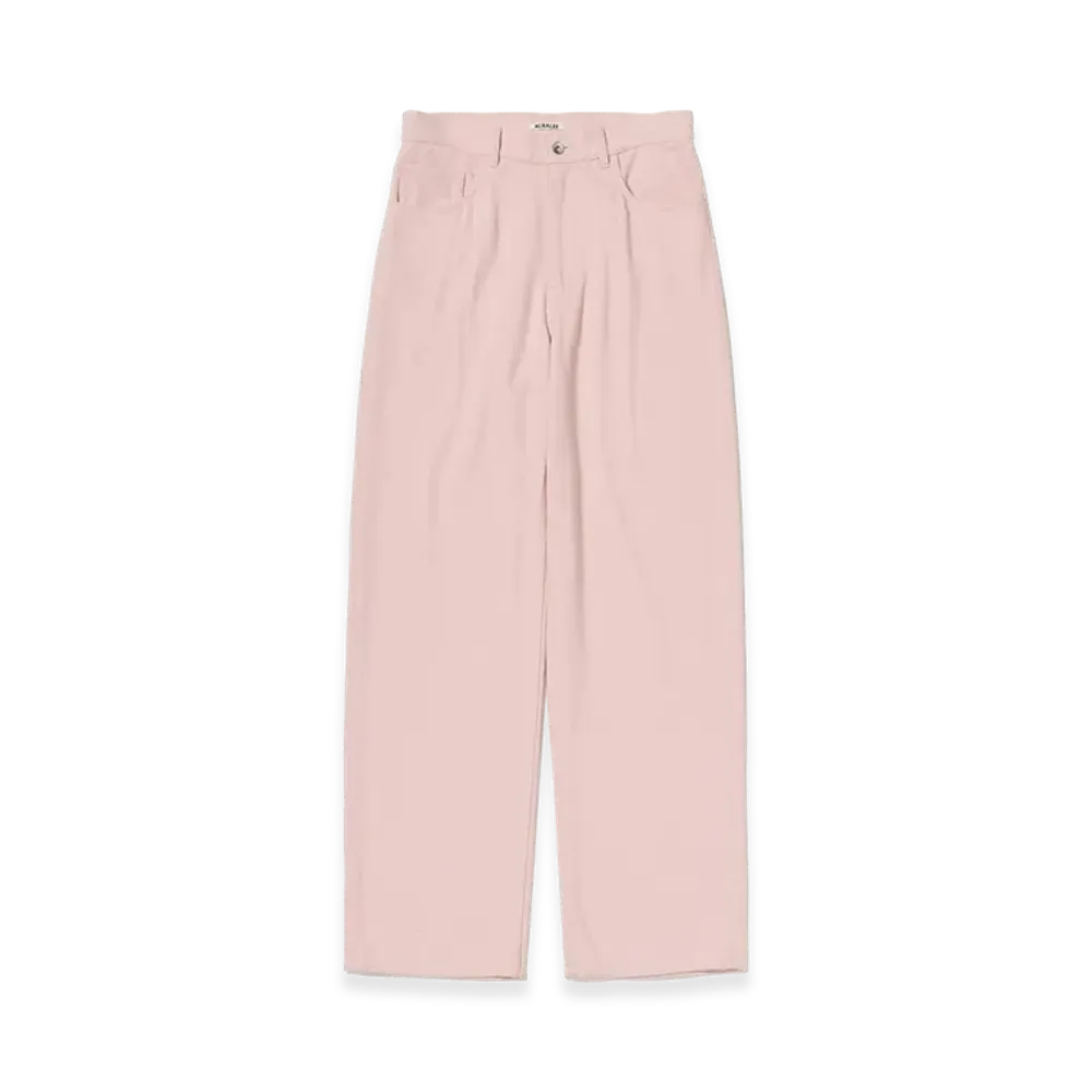 AURALEE Silk Nep Denim 5P Wide Pants "Dusty Pink"