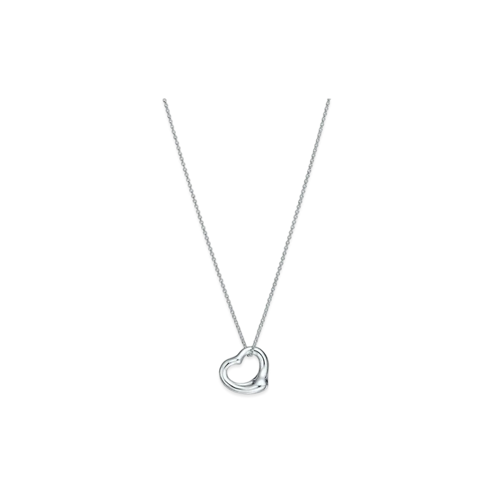 Tiffany & Co. Elsa Peretti Open Heart Pendant 18" Chain + 16mm "Sterling Silver"