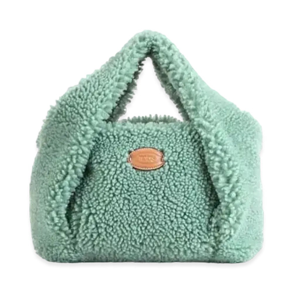 TOD'S Shirt Shopping Bag In Sheepskin Mini "Green"
