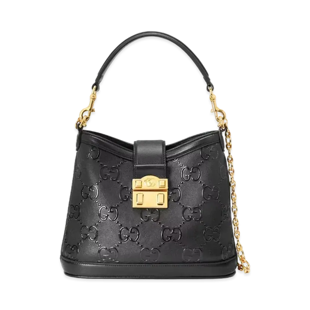 GUCCI GG Small Shoulder Bag "Black Leather"