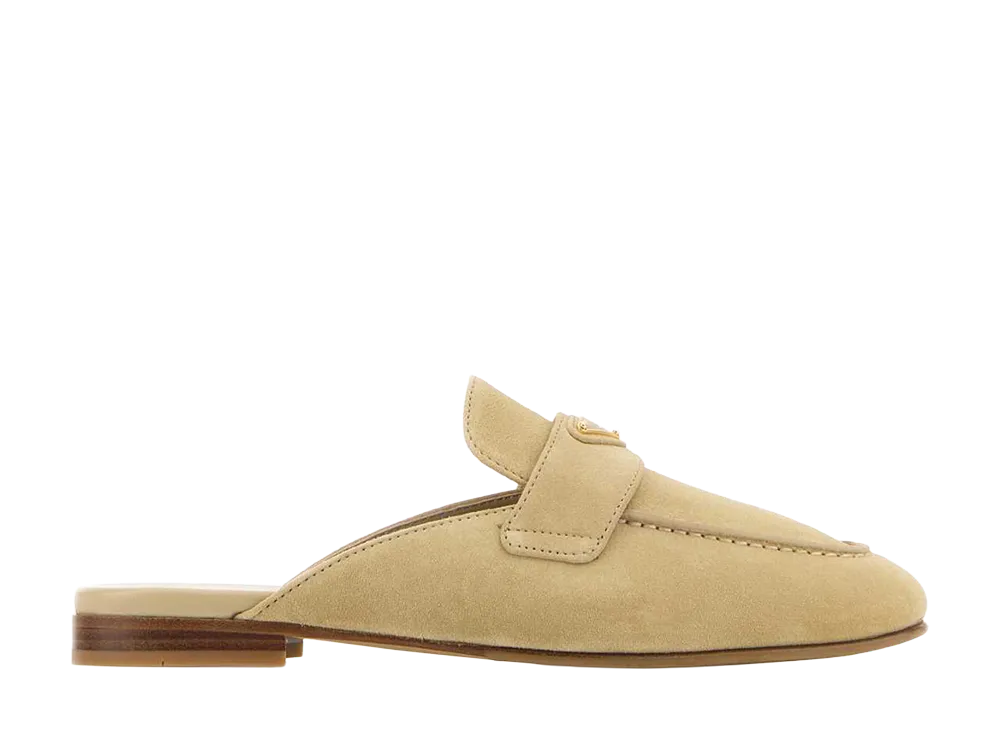 PRADA Women's Sand Suede Slippers "Beige"