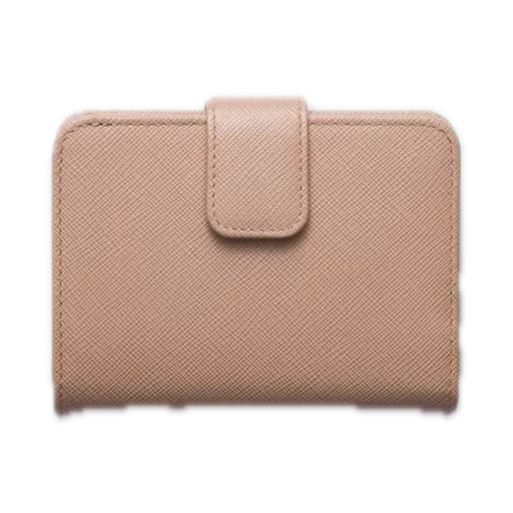 PRADA Saffiano Triangle Wallet "Pink Beige"