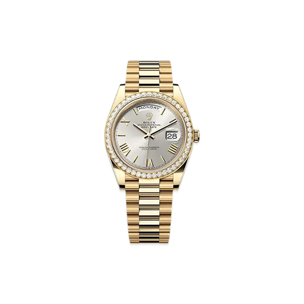 ROLEX Day-Date 40mm Yellow Gold Diamond 228348RBR "Silver"