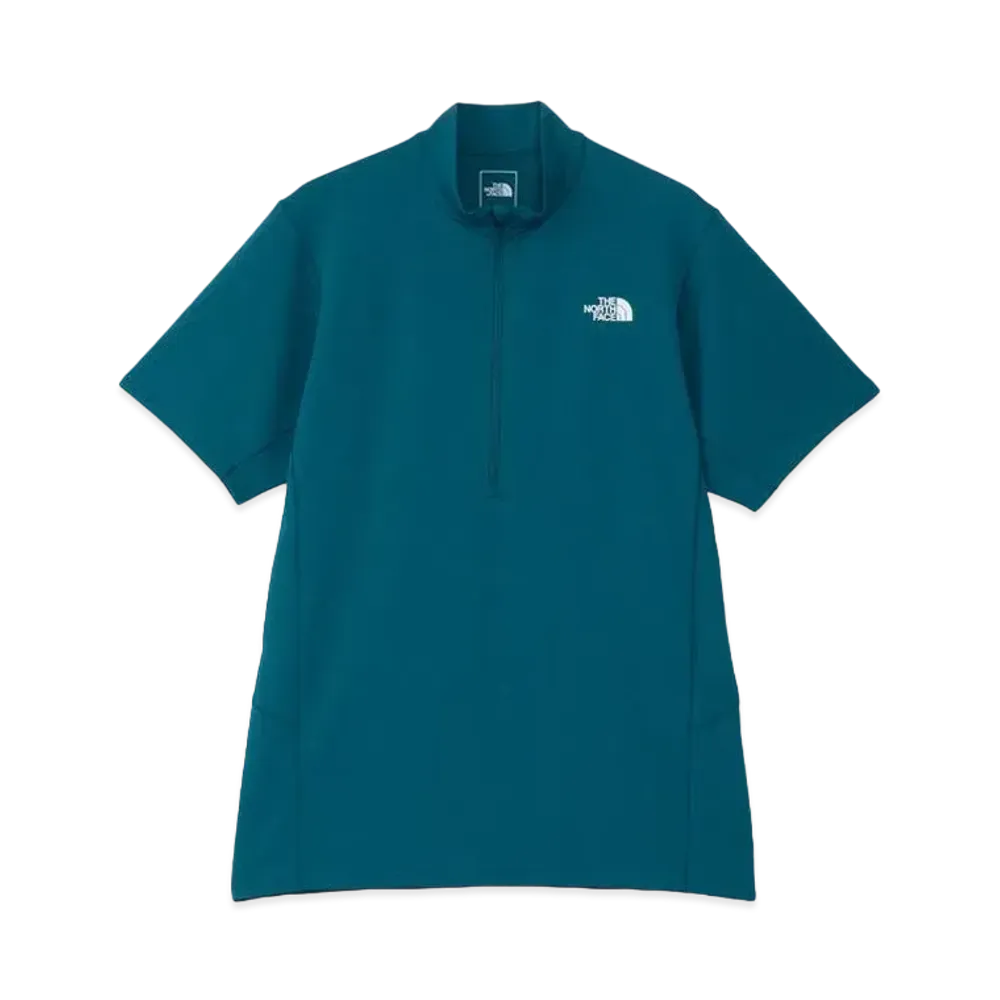 The North Face Short Sleeve Flash Dry Mid Zip Up "Blue Moss"