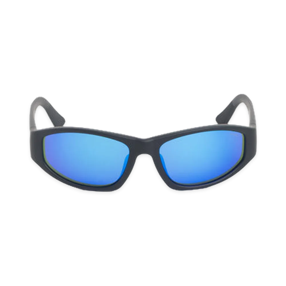 Stussy Leslie Sunglasses "Matte Black Rubber Blue Mirror Lens"