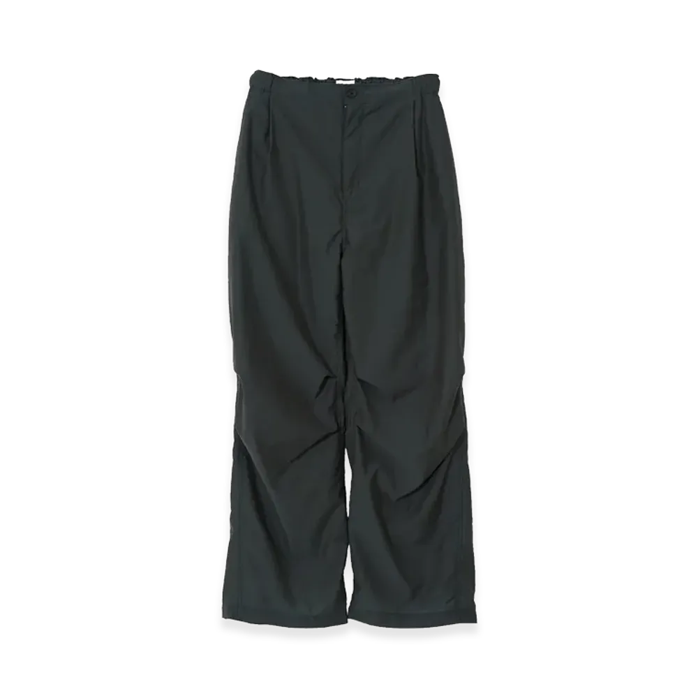 YOKE Exclusive Wool Nylon Poplin Knee Tuck Easy Pants "Green"