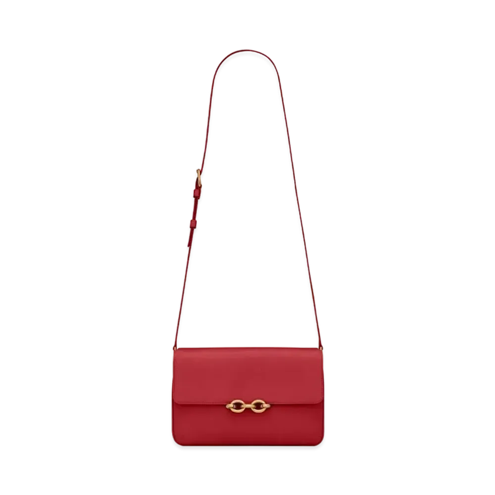 Saint Laurent Le Maillon Satchel In Smooth Leather "Rouge Eros"