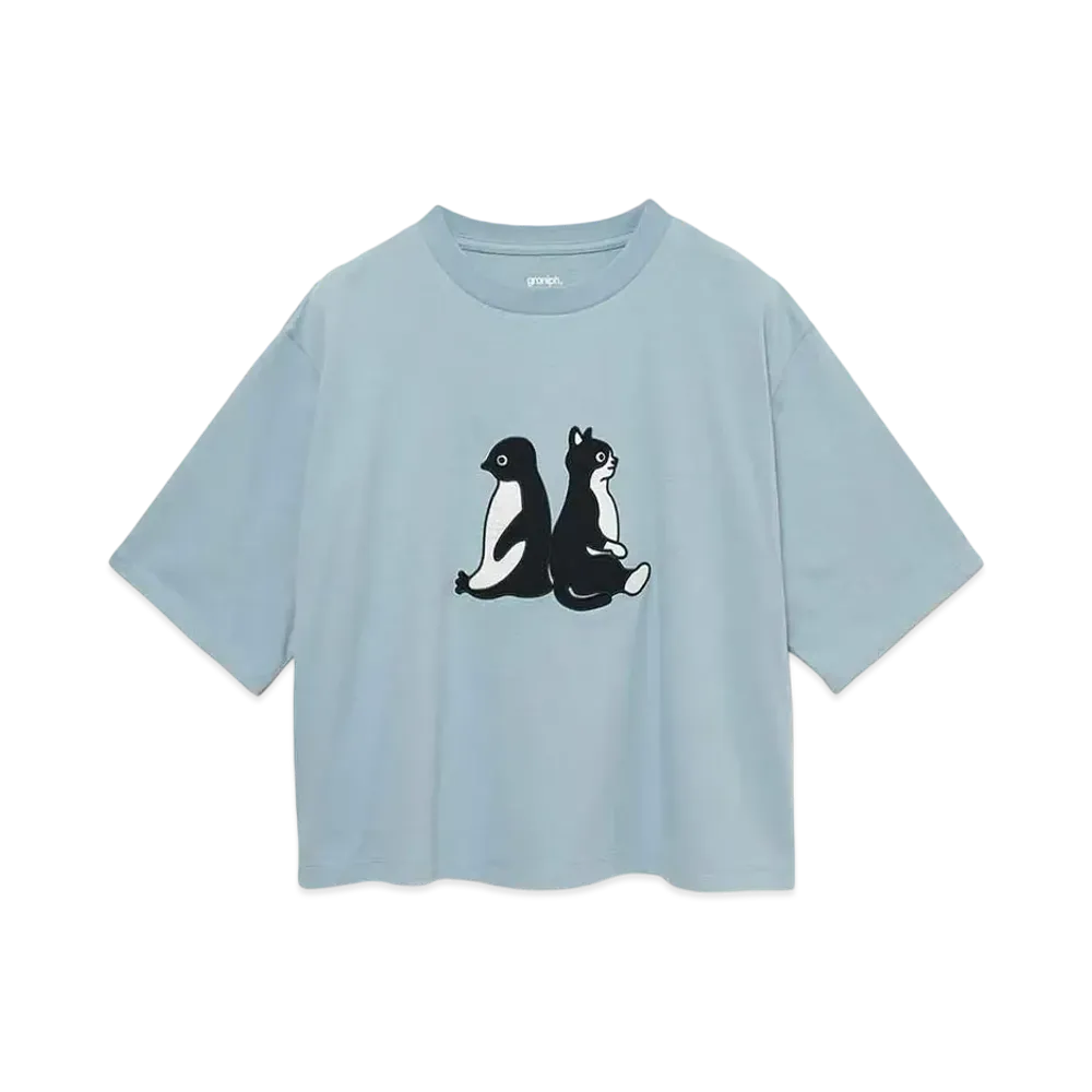 graniph x Chiharu Sakazaki Waiting For News Flare T-Shirt "Blue"