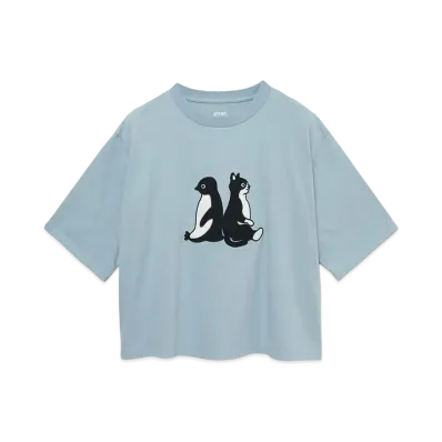 graniph x Chiharu Sakazaki Waiting For News Flare T-Shirt "Blue"