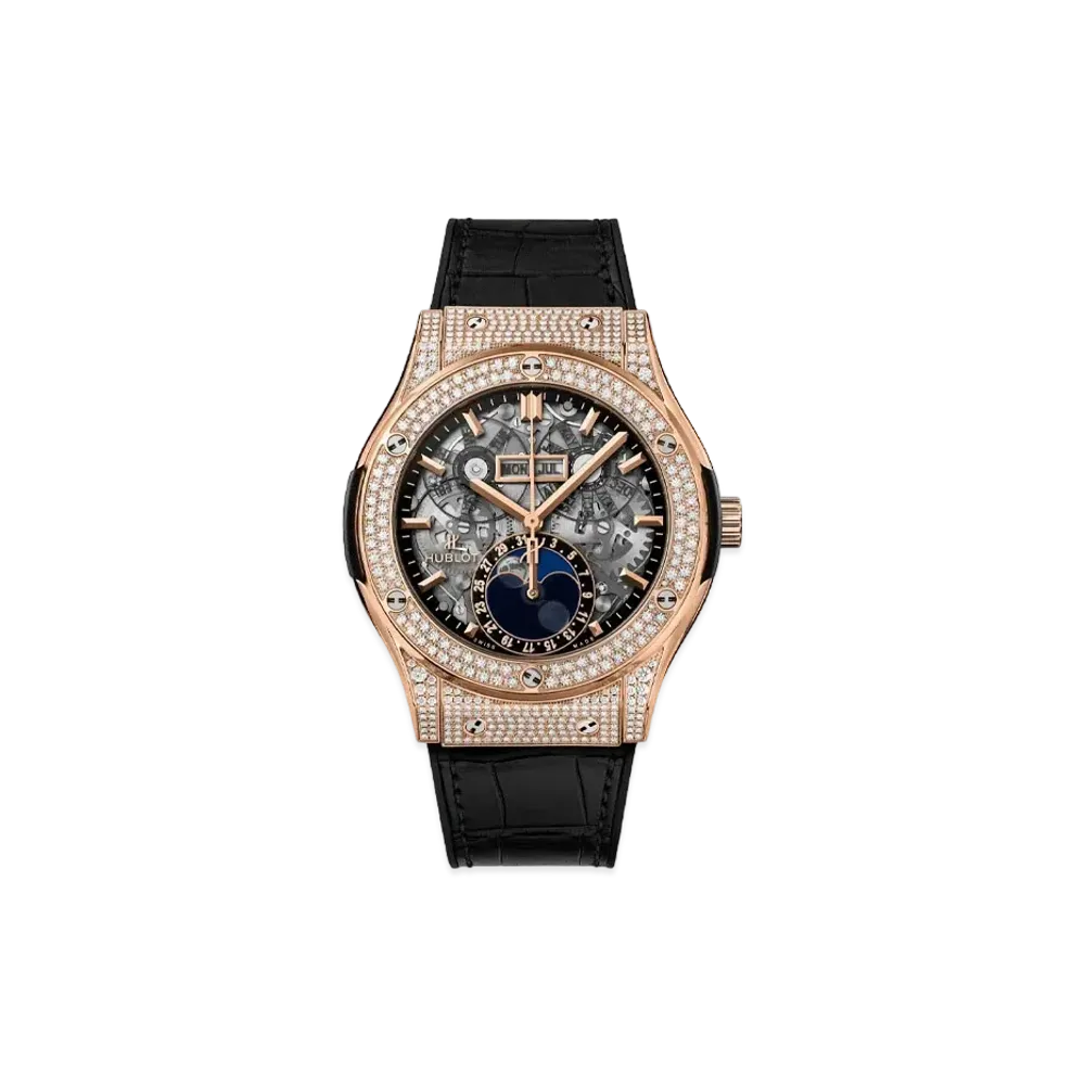 HUBLOT Classic Fusion Aerofusion Moonphase King Gold Pave 45mm
