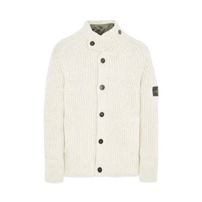 Stone Island 533A9 WOOL-SILK CHAIN YARN WITH DETACHABLE LINING "Natural White"
