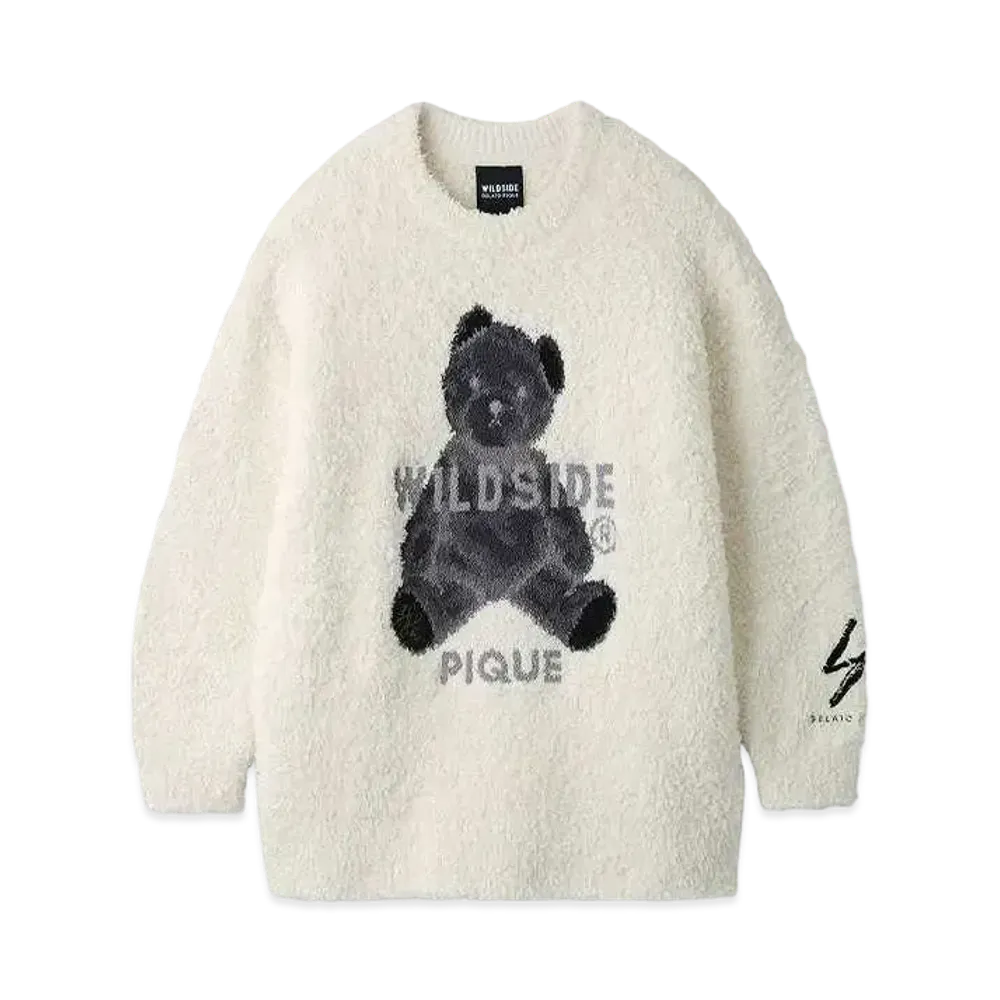 WILDSIDE Yohji Yamamoto x GELATO PIQUE Bear Jacquard Pullover "White"