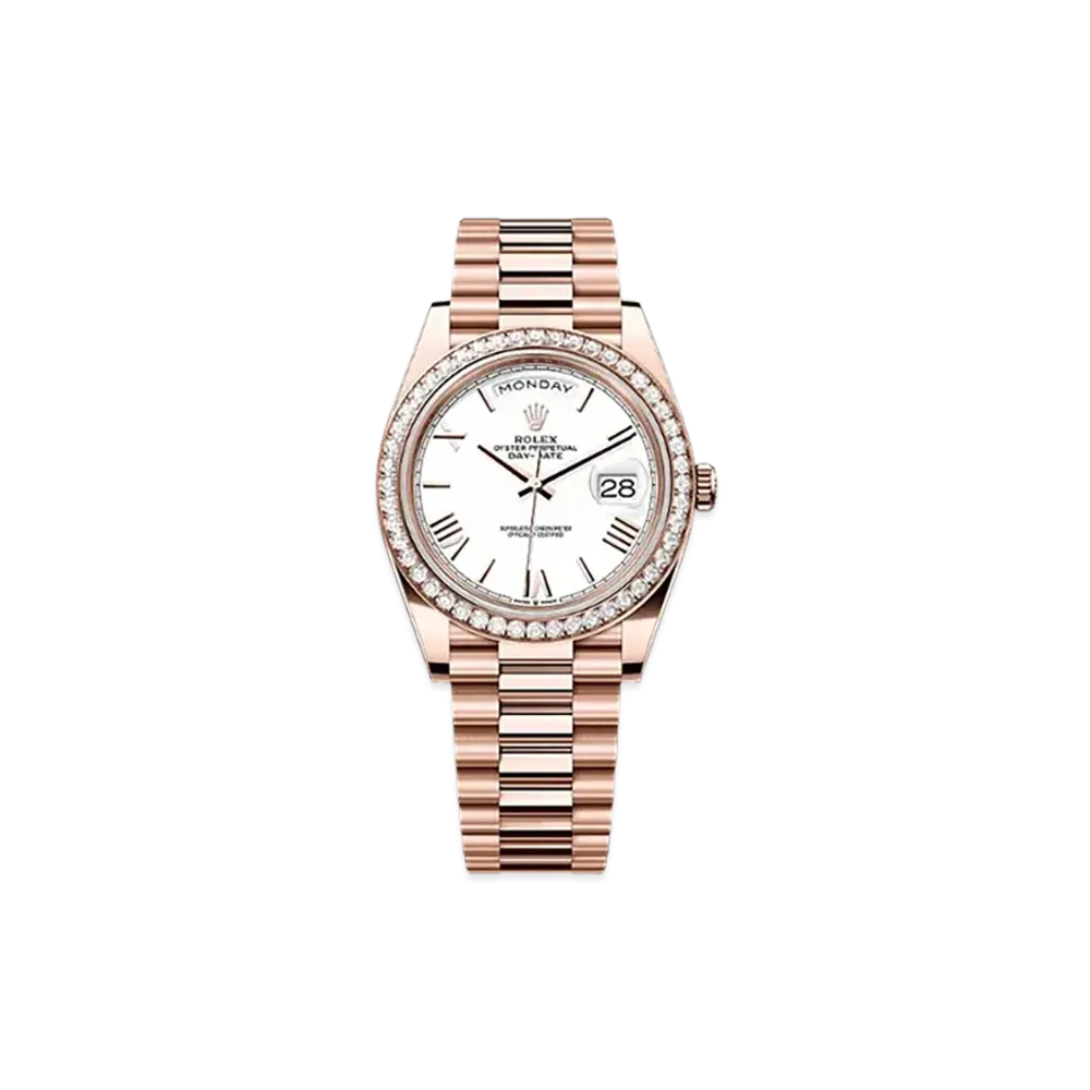 ROLEX Day-Date 40mm Everose Gold Diamond 228345RBR "White"
