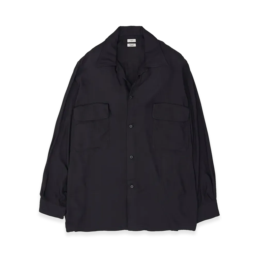 YOKE Modal Twill Double Pocket Open Collar Shirt "Darknavy"