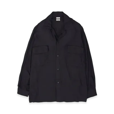 YOKE Modal Twill Double Pocket Open Collar Shirt "Darknavy"