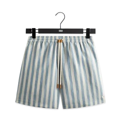 Kith Spun Silk Linen Stripe Kellen Short "Light Indigo"