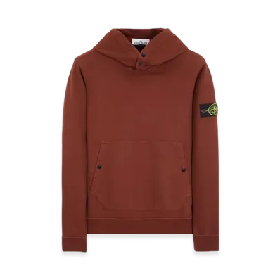 Stone Island 61720 Brushed Cotton Fleece Garment Dyed Crewneck Hooded Sweatshirt - 23FW "Chestnut Brown"