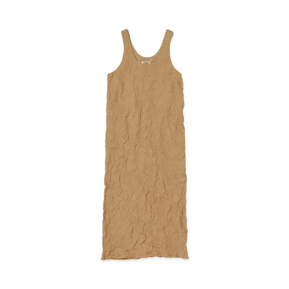 AURALEE Wrinkled Washed Finx Twill Dress "Brown"