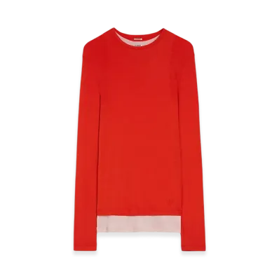 Jil Sander Lightweight Wool Layered T-Shirt "Red/Pink"