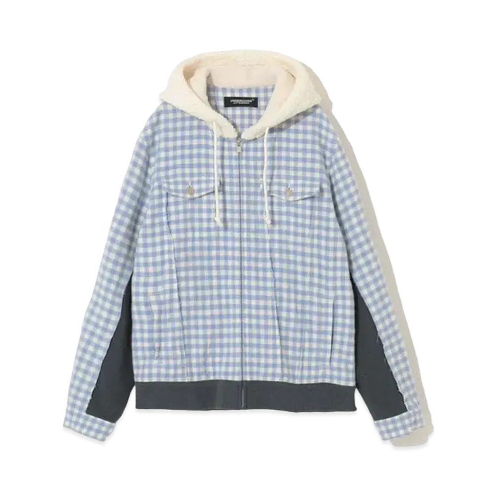 UNDERCOVER Wool Blend Zip-Up Hoodie "L.Blue CK"