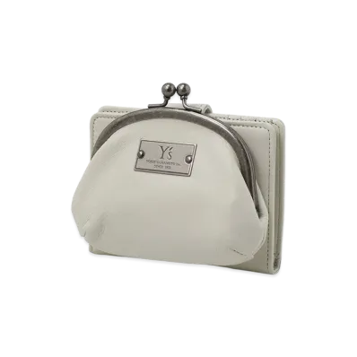 Y's Semi-glossy Leather Card Case W/ Metal Clasp "White"