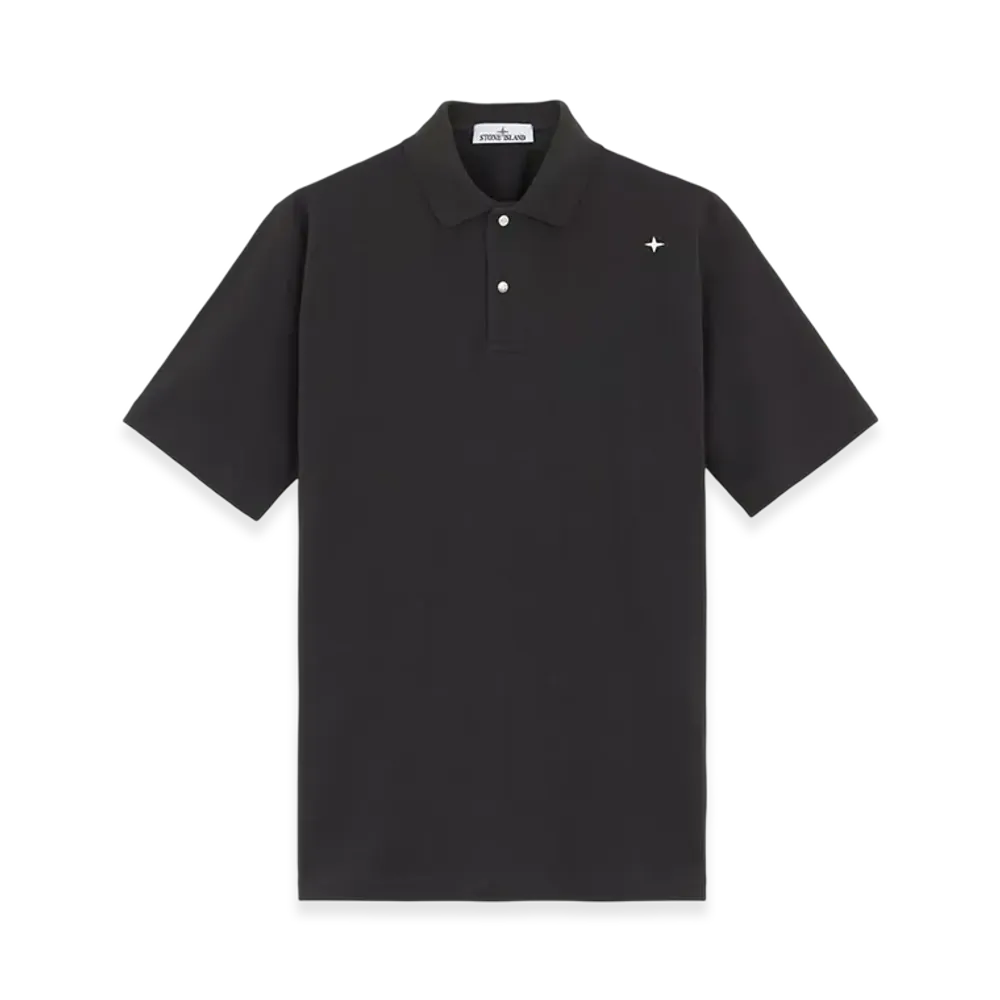 Stone Island 203G4 50/2 Organic Cotton Pique Stone Island Stellina Short-Sleeve Polo Shirt with Snaps - 24FW "Lead Grey"
