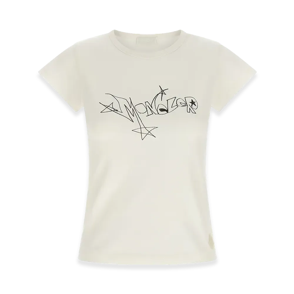MONCLER Women's Graphic Print T-Shirt "White"