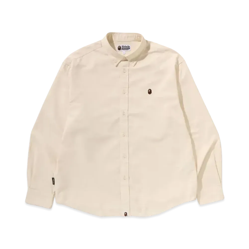 A BATHING APE One Point Oxford LS Shirt "Beige"