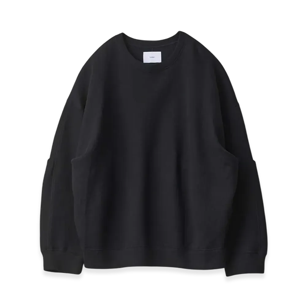 ssstein Cotton Double Knit Tucked Crew Neck LS "Black"