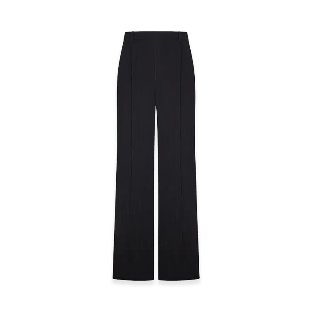 Saint Laurent Fluid Trousers In Striped Crepe "Black"