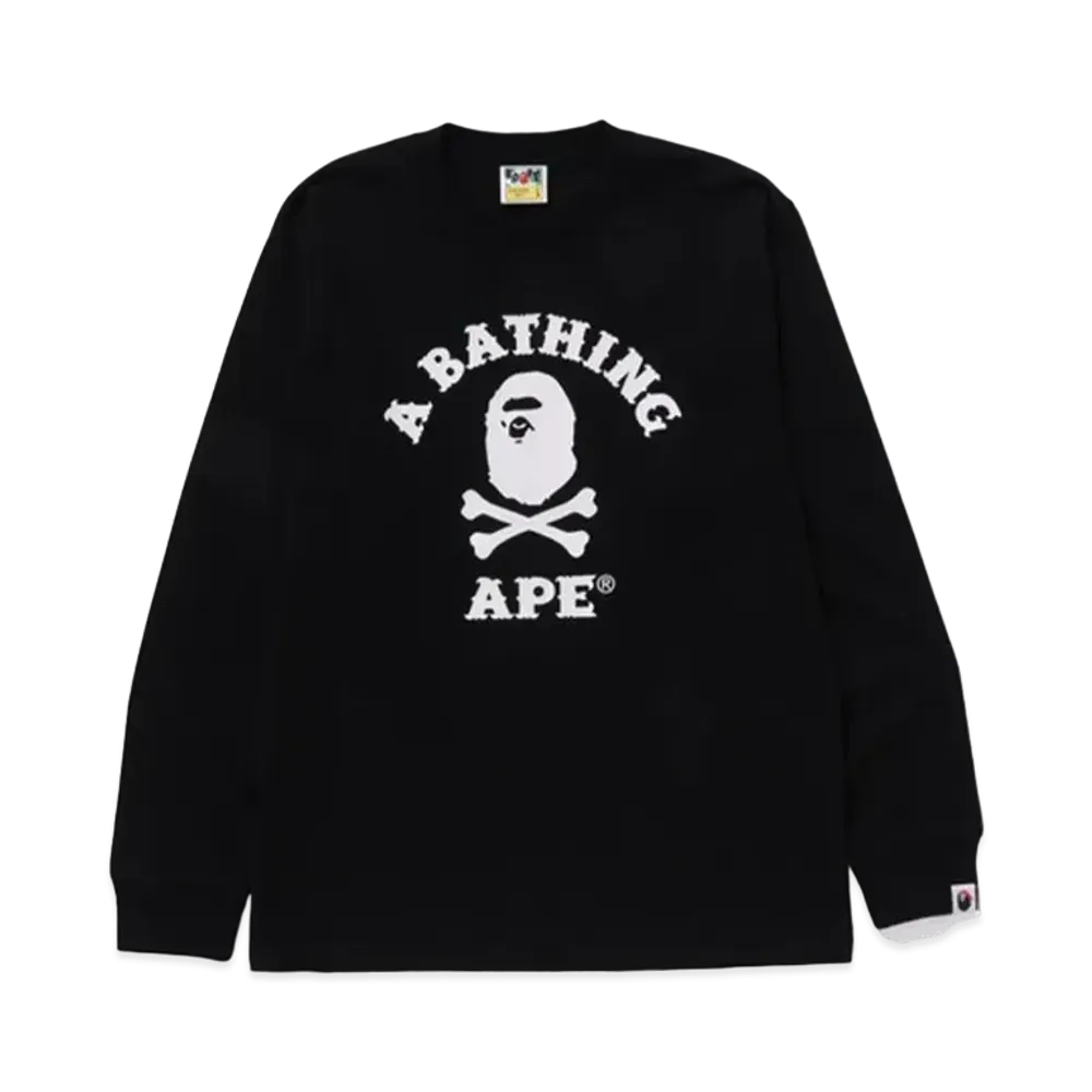A BATHING APE Ape Crossbone College Ls Tee "Black"