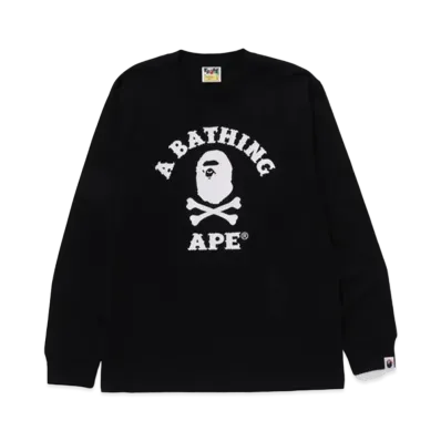 A BATHING APE Ape Crossbone College Ls Tee "Black"