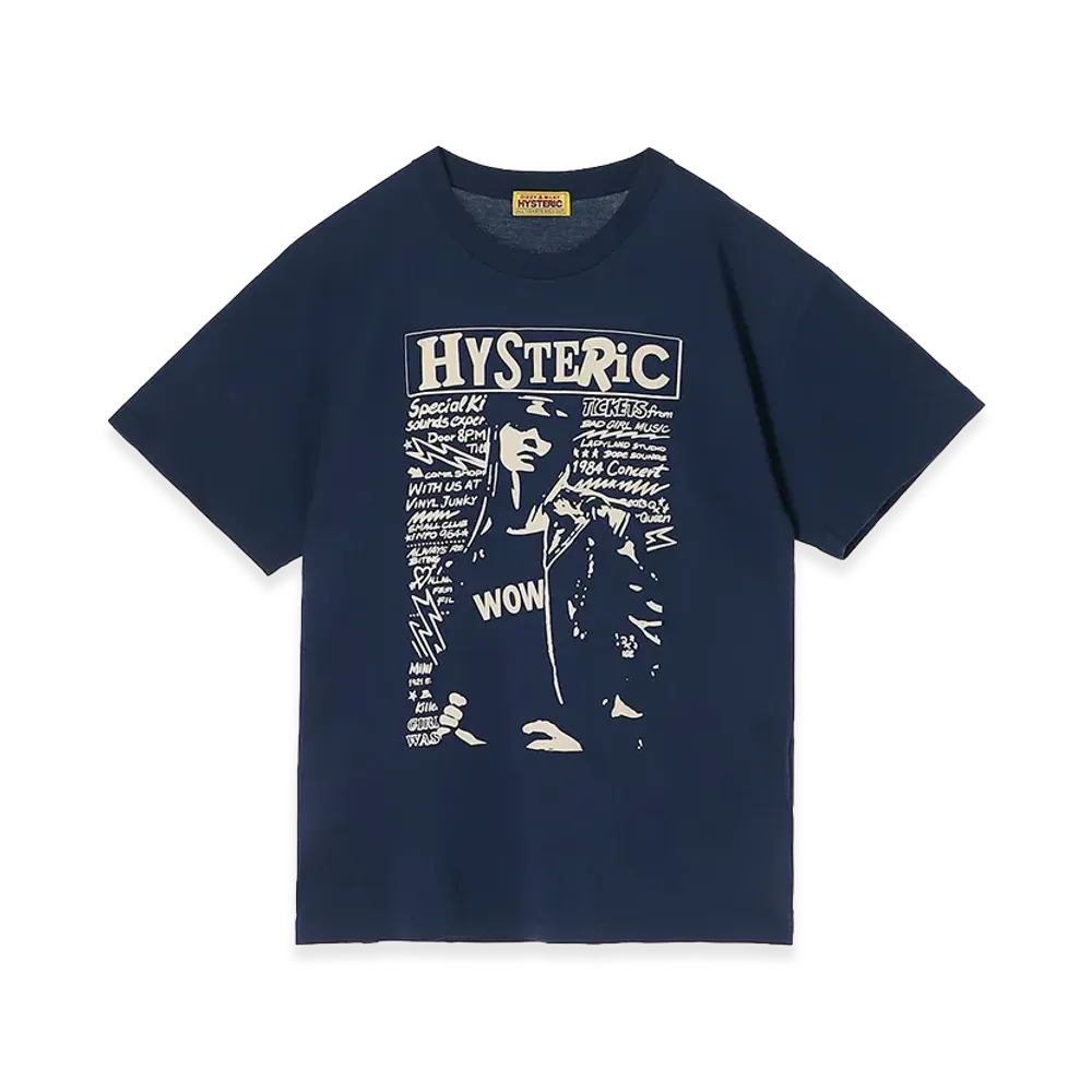 HYSTERIC GLAMOUR Women's Wow Girl Oversized Tee "Other Navy"