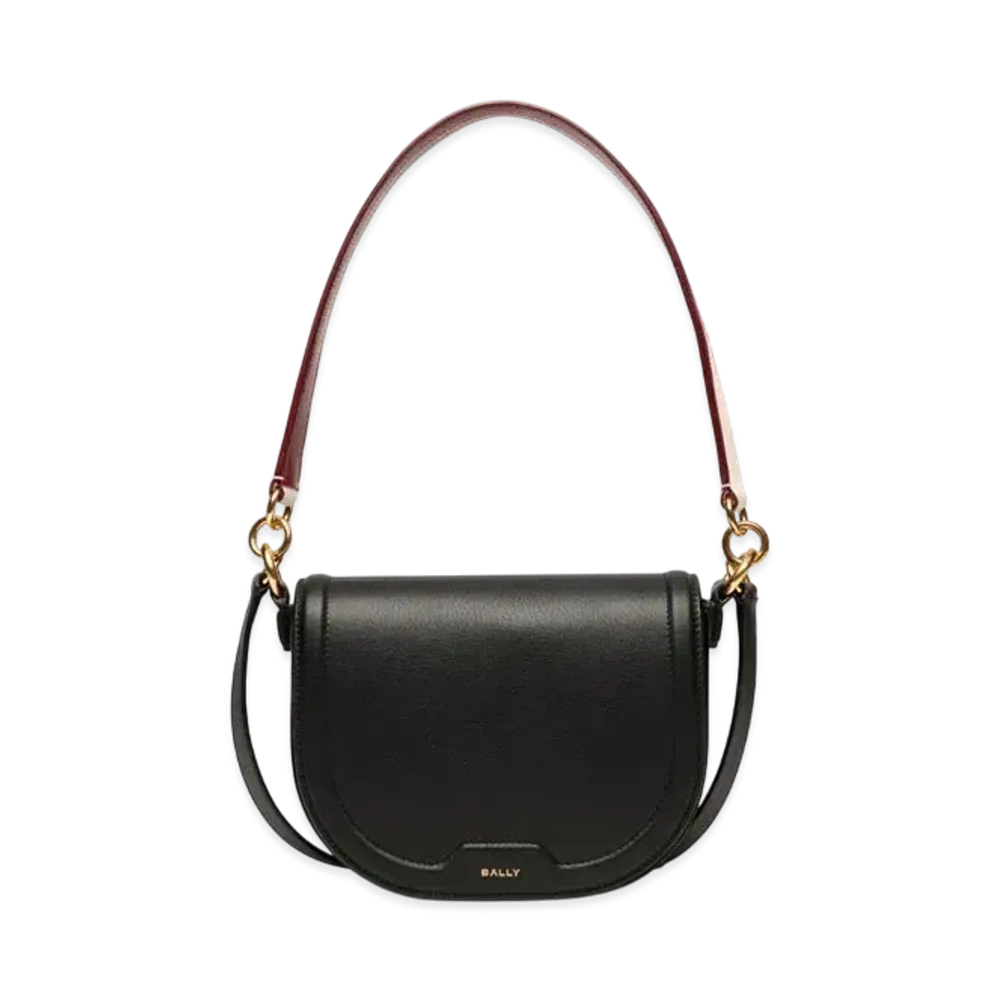 Bally Code Crossbody Bag In Black Leather "Beige"