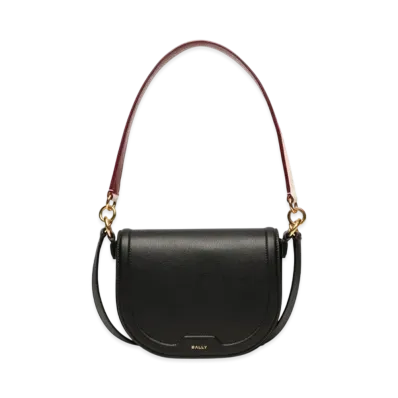 Bally Code Crossbody Bag In Black Leather "Beige"