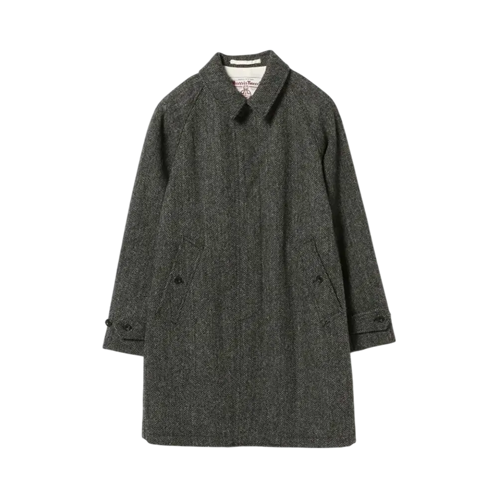 BEAMS Bal Collar Coat Harris Tweed "GrayHB"