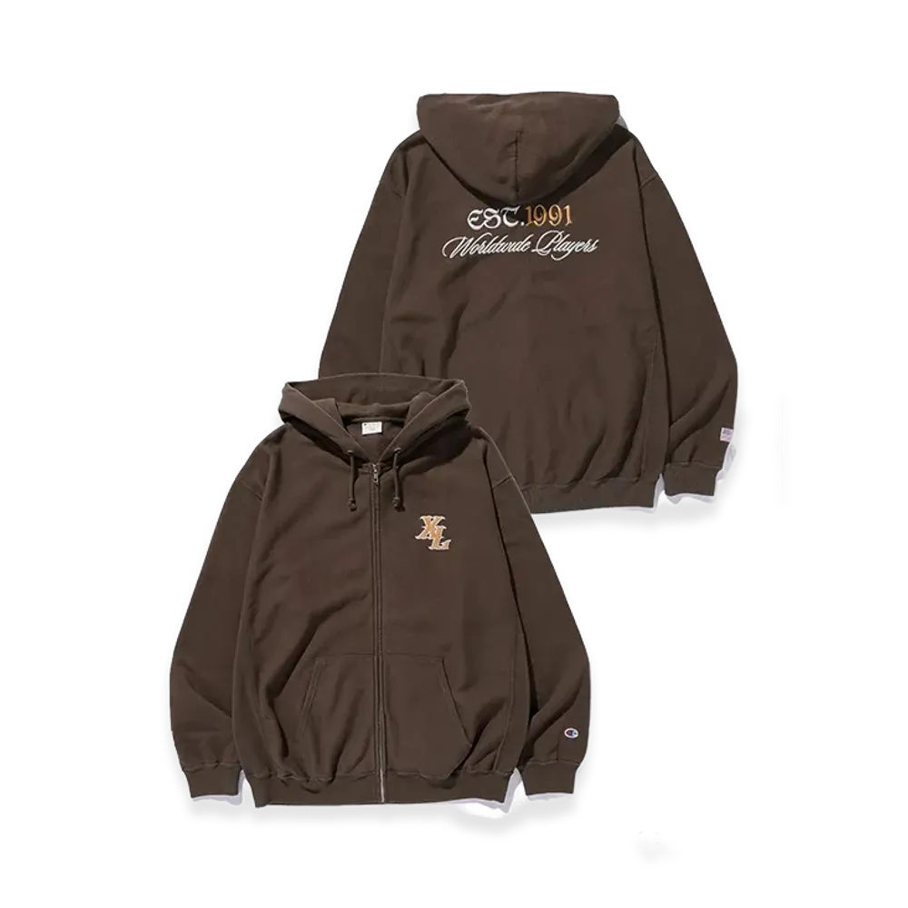 XLARGE x Champion Zip Up Hooded Sweatshirt "Brown"