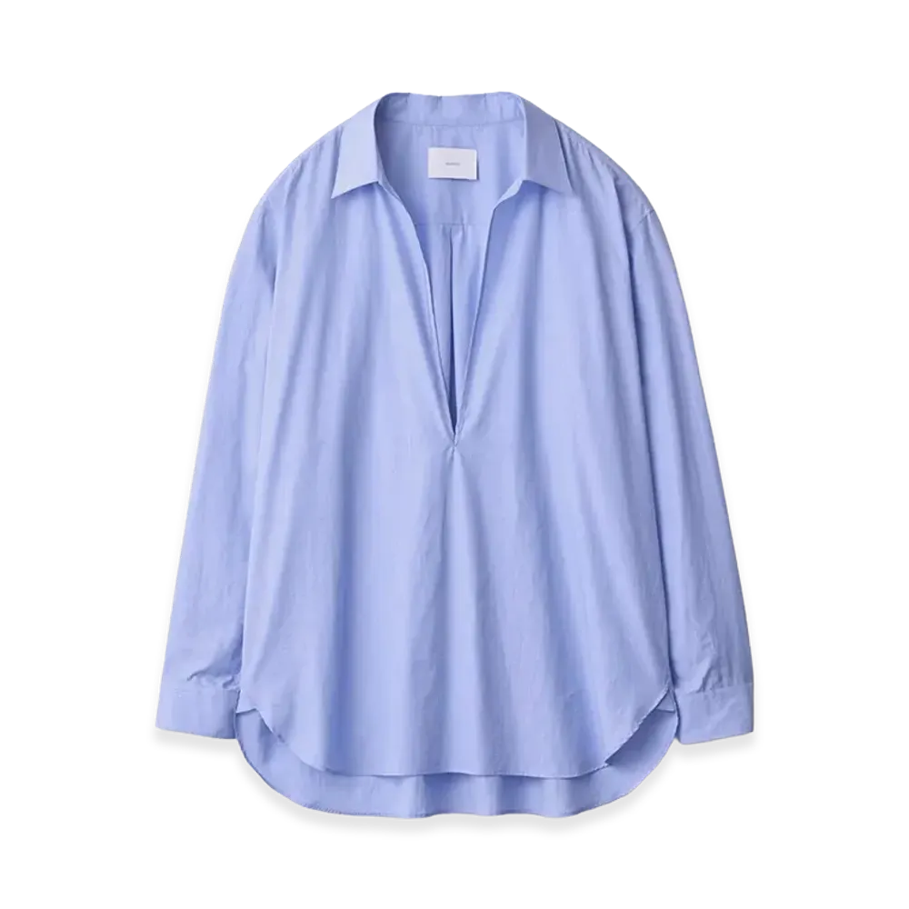 ssstein Smooth Cotton Oversized Skipper Shirt "Blue"