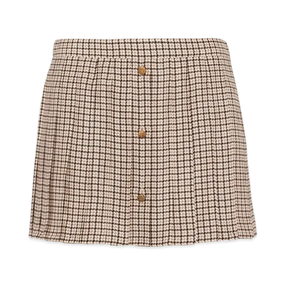 PRADA Women's Printed Crepe De Chine Miniskirt "Cocoa Brown"