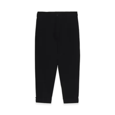Yohji Yamamoto POUR HOMME C/L Uneven Thread Canvas Tab Detail Slim Pants "Black"