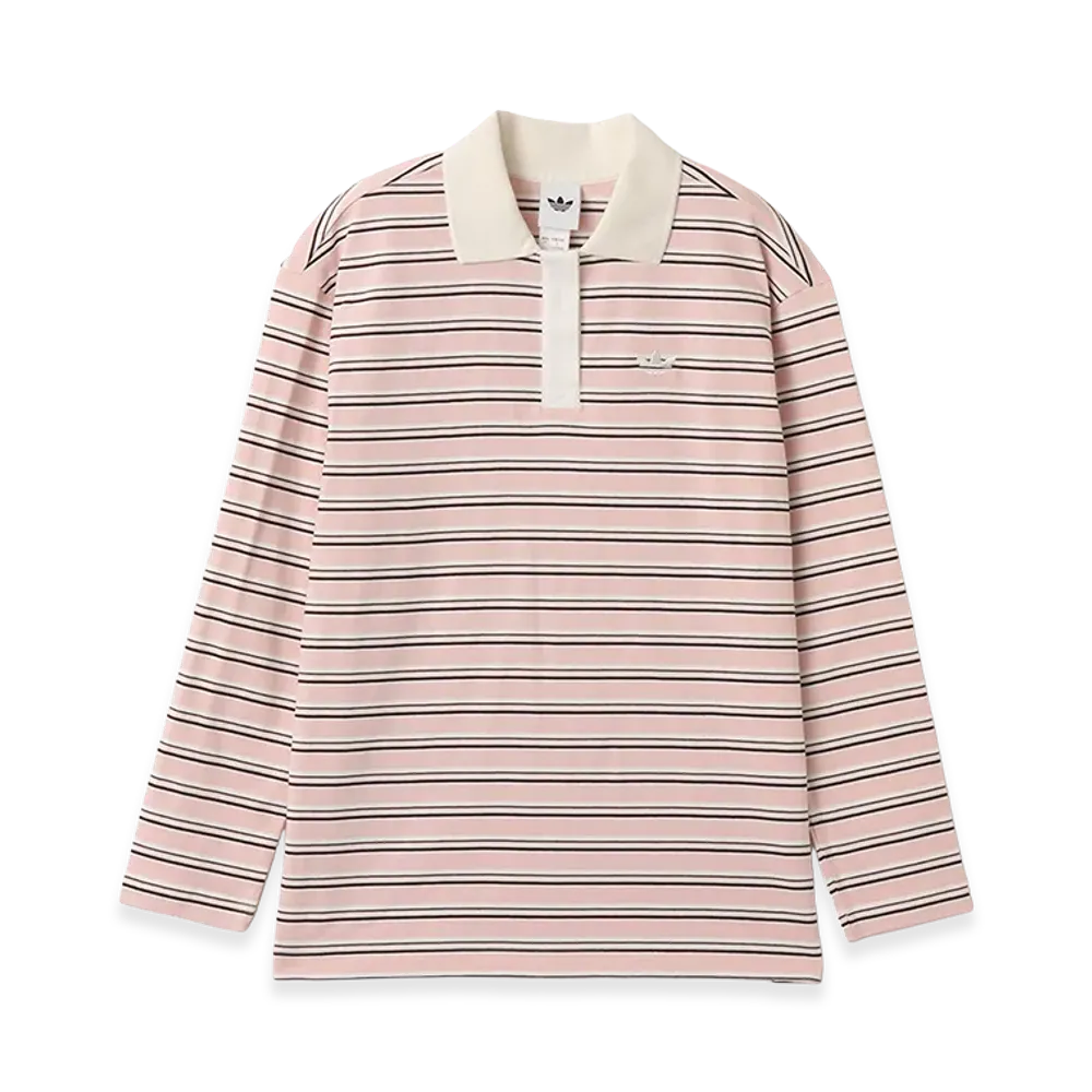 adidas Striped LS Polo "Pink"