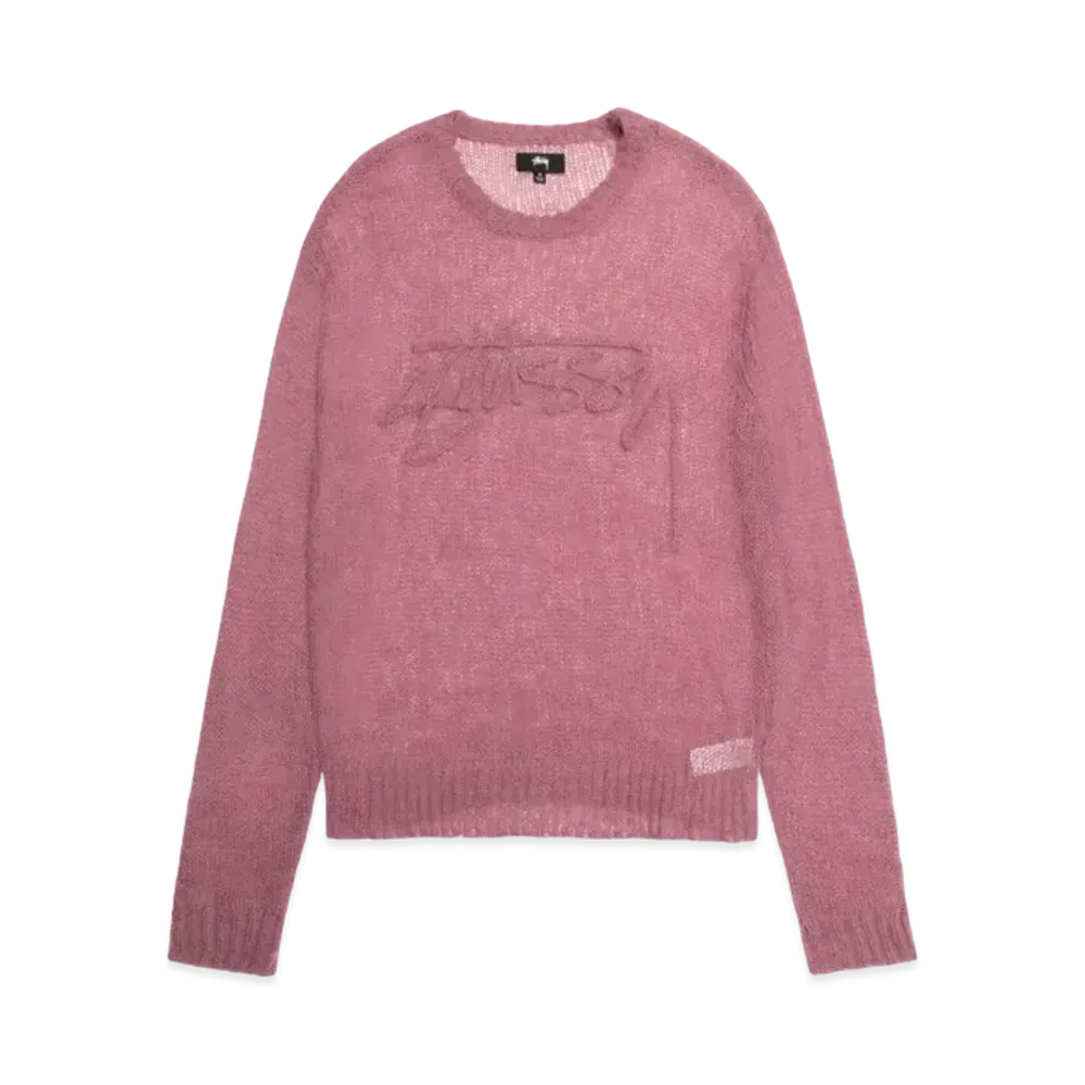 Stussy Loose Knit Logo Sweater "Mauve"