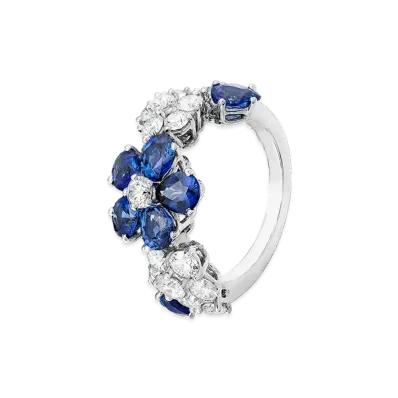 Van Cleef & Arpels Folie des Pres ring "18K White gold/Sapphire/Diamond"