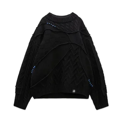 ADERERROR x ZARA Patchwork Over Size Knit Sweater "Black"