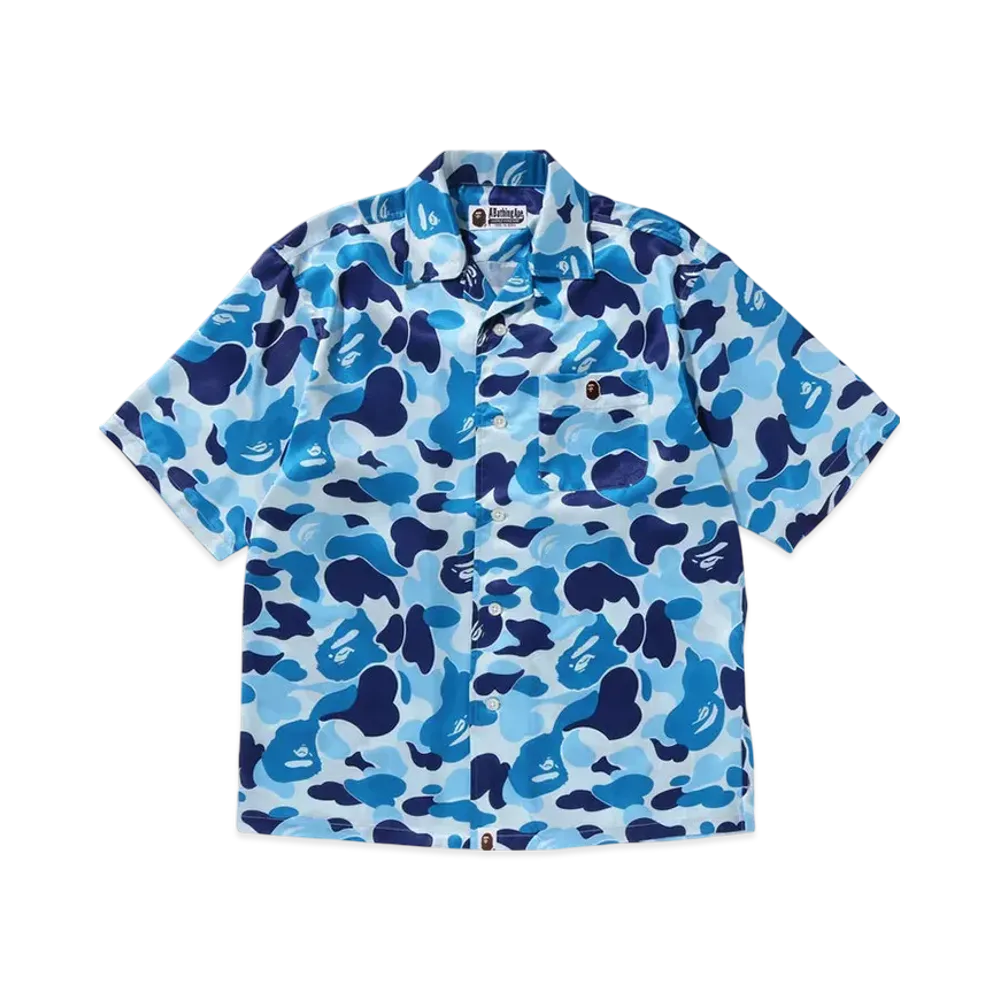 A BATHING APE Abc Camo Open Collar Shirt "Blue"