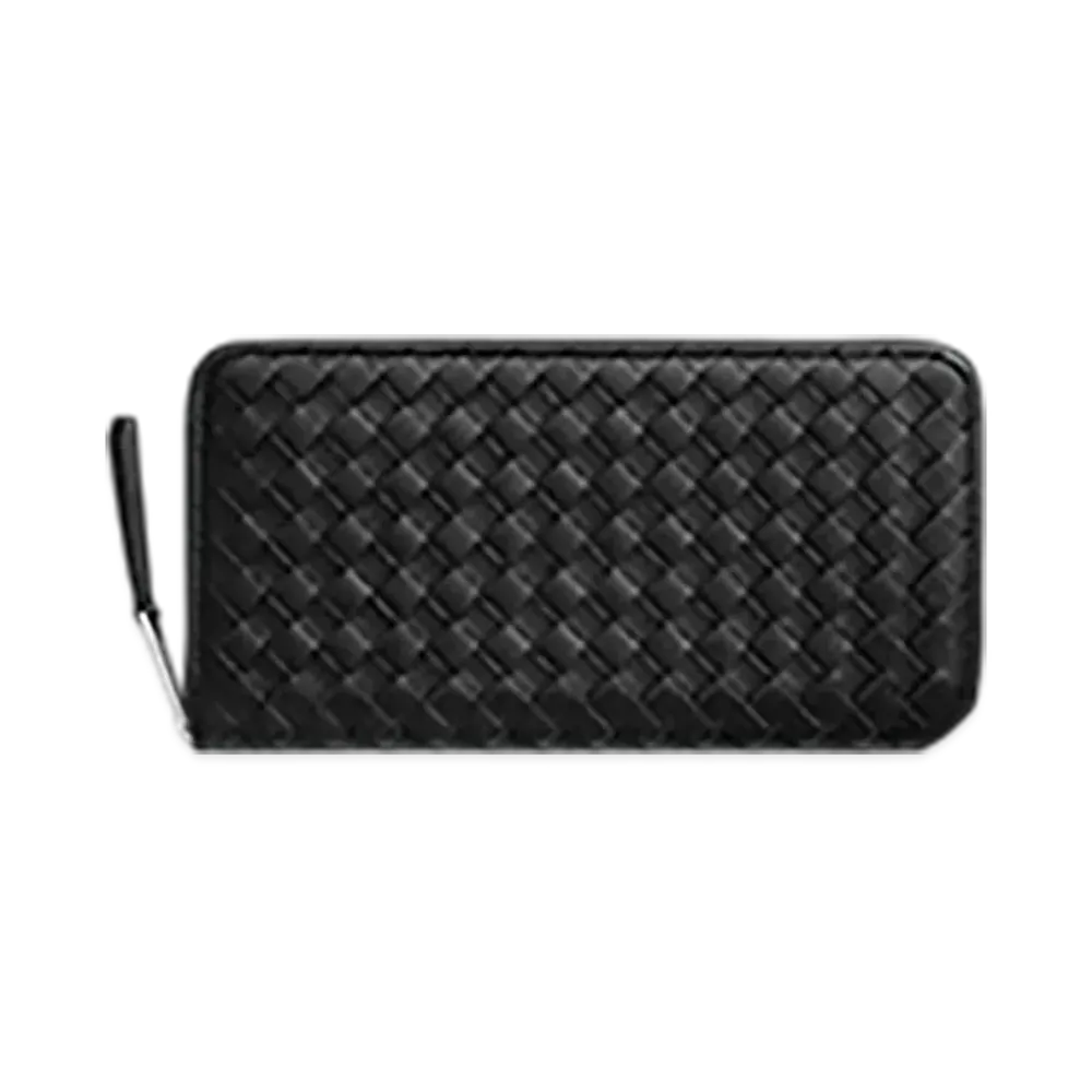 Bottega Veneta Intrecciato Piccolo Zip Around Wallet "Black"