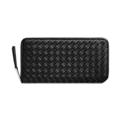 Bottega Veneta Intrecciato Piccolo Zip Around Wallet "Black"