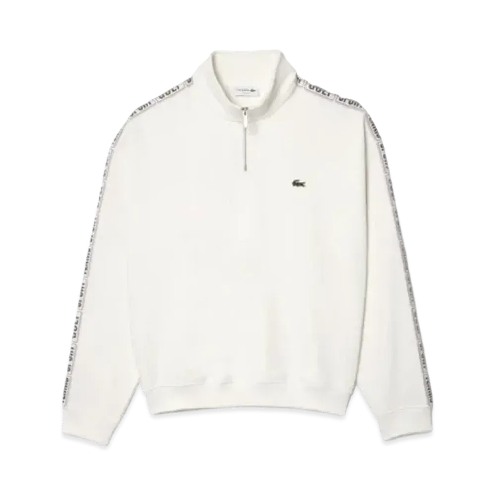 LACOSTE Sleeve Taping Half Zip Stand Color Sweat "White"