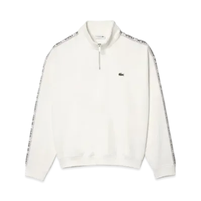 LACOSTE Sleeve Taping Half Zip Stand Color Sweat "White"