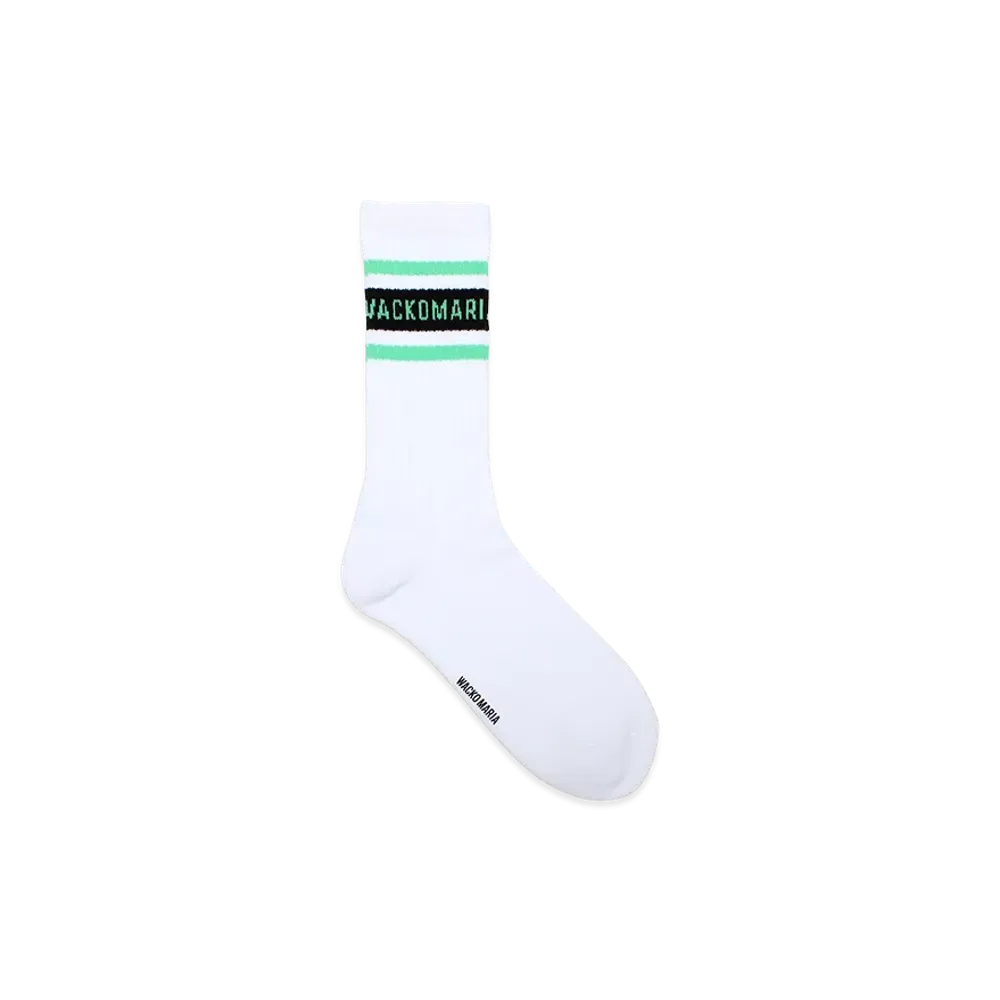 WACKO MARIA Logo Jacquard Socks "White/Green"